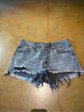 Levi's Faded Black Distressed Cutoff Denim Shorts
